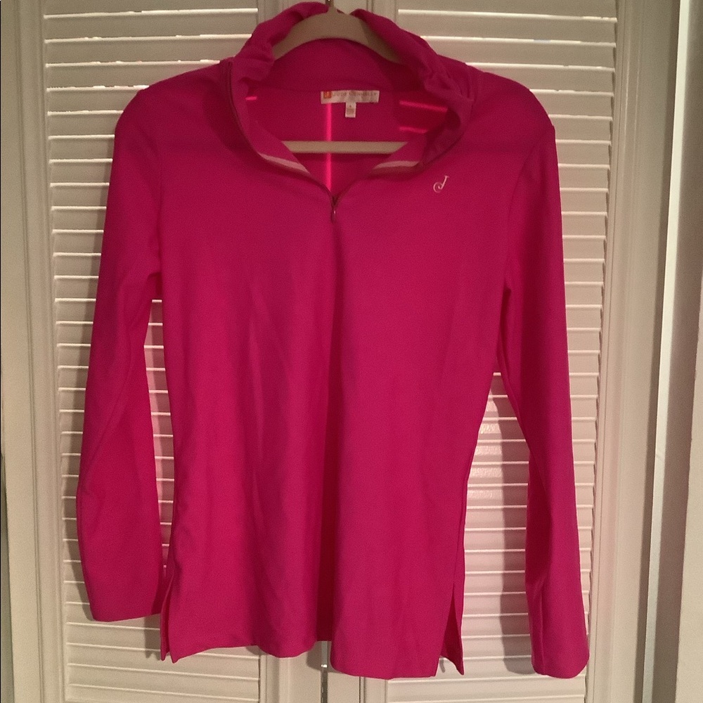 SOLD. Jude Connally Hot Pink Quarter Zip Ashley Top Size Small - Picture 4 of 10